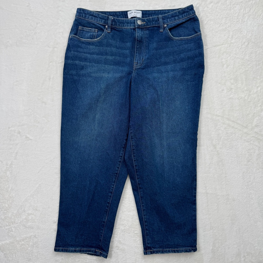 Lane Bryant Jeans Womens 14 Blue Boyfriend Capri Mid Rise Dark Wash Stretch